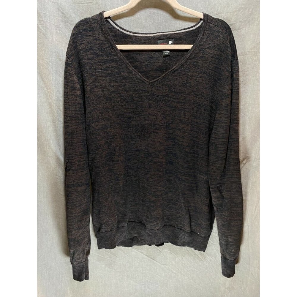 J. Ferrar Modern Fit Sweater Adult XL Black Grey V-Neck Knit Sweatshirt Mens.